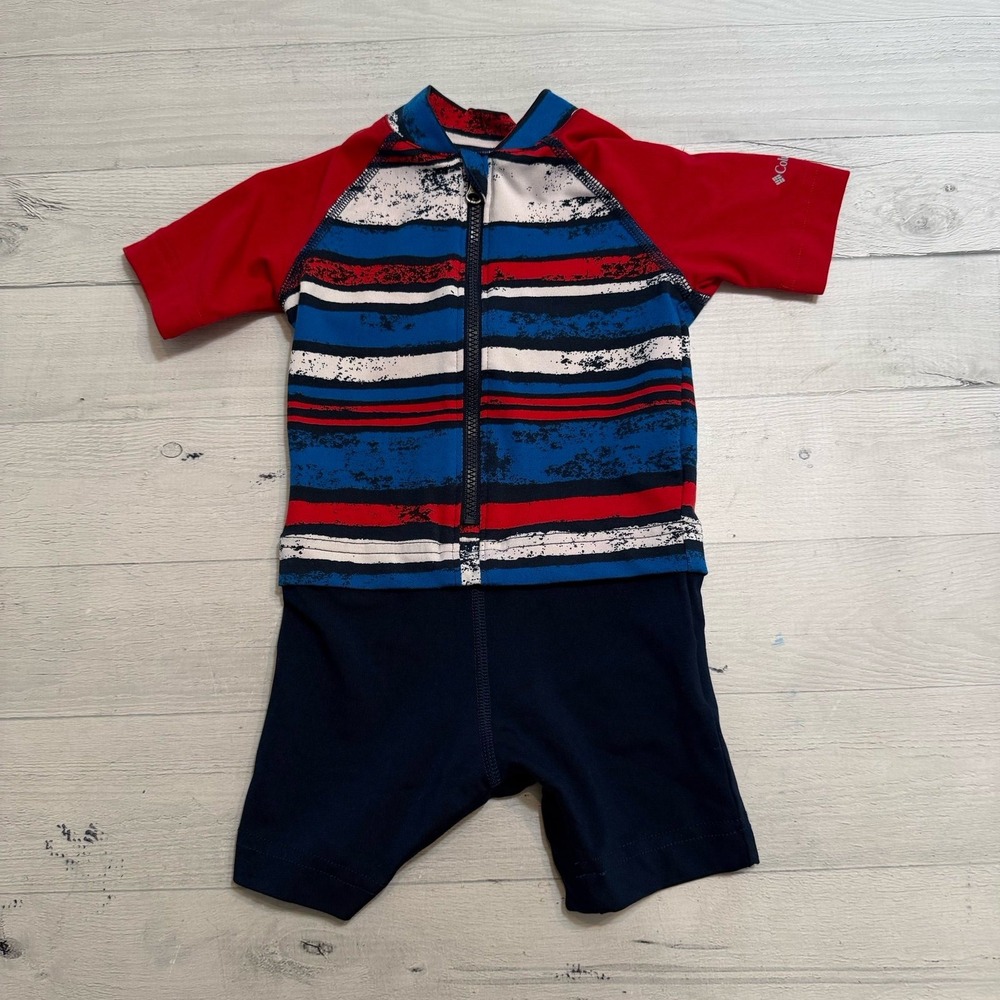 Columbia kids one piece‎ rashguard red white blue swimsuit 6-12 months